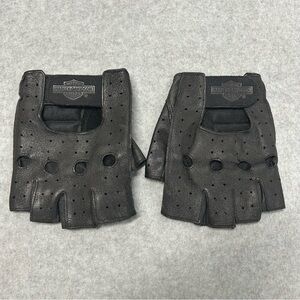 Harley-Davidson Black Leather Fingerless Gloves